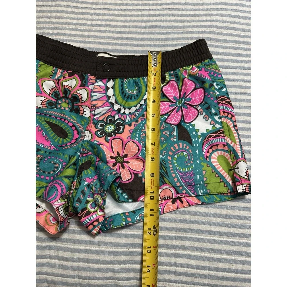 Old Navy Vintage Swim Board Shorts Small S‎ Y2K Neon Floral Paisley Print